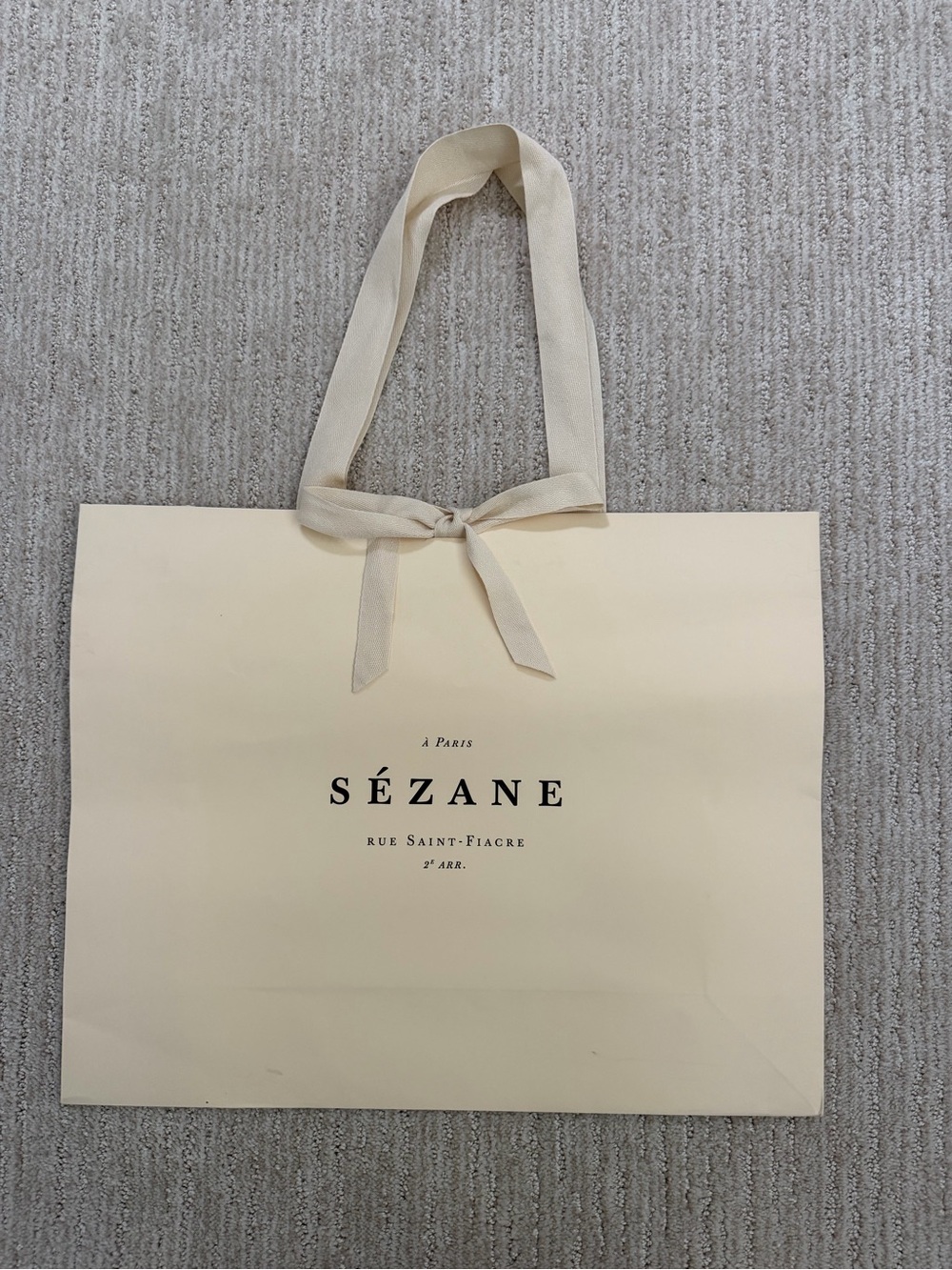 Sezane Cream Tote with Ribbon Handles